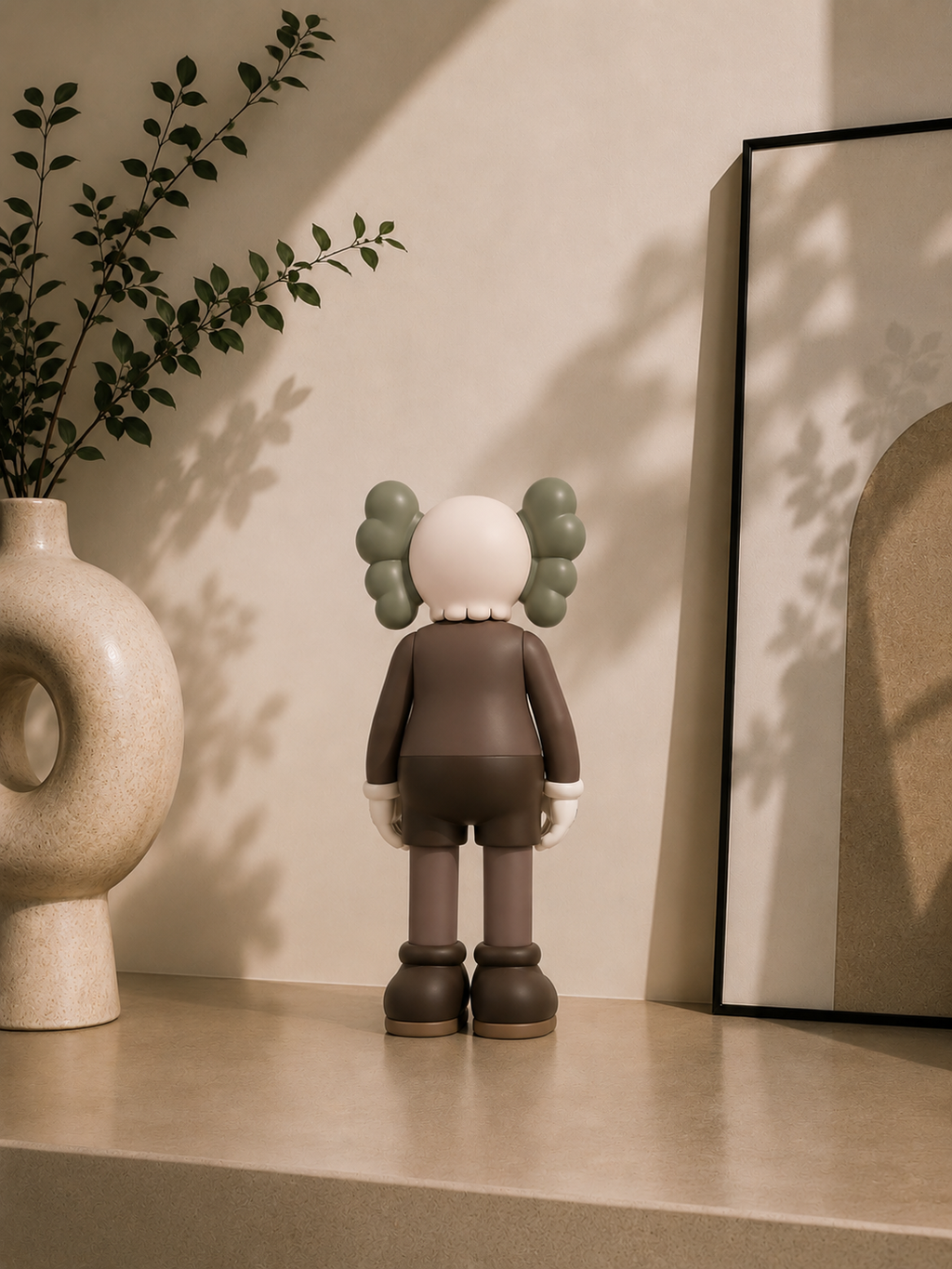 Figurine KAWS Style Marron & Vert – Édition Money