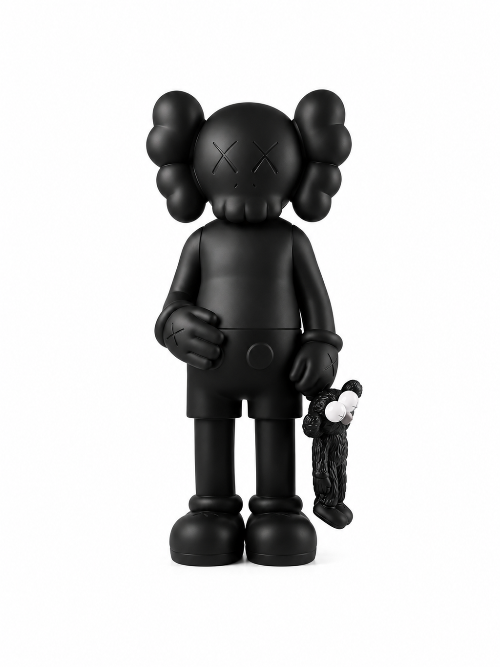 Figurine design de style KAWS avec doudou noir – 30 cm