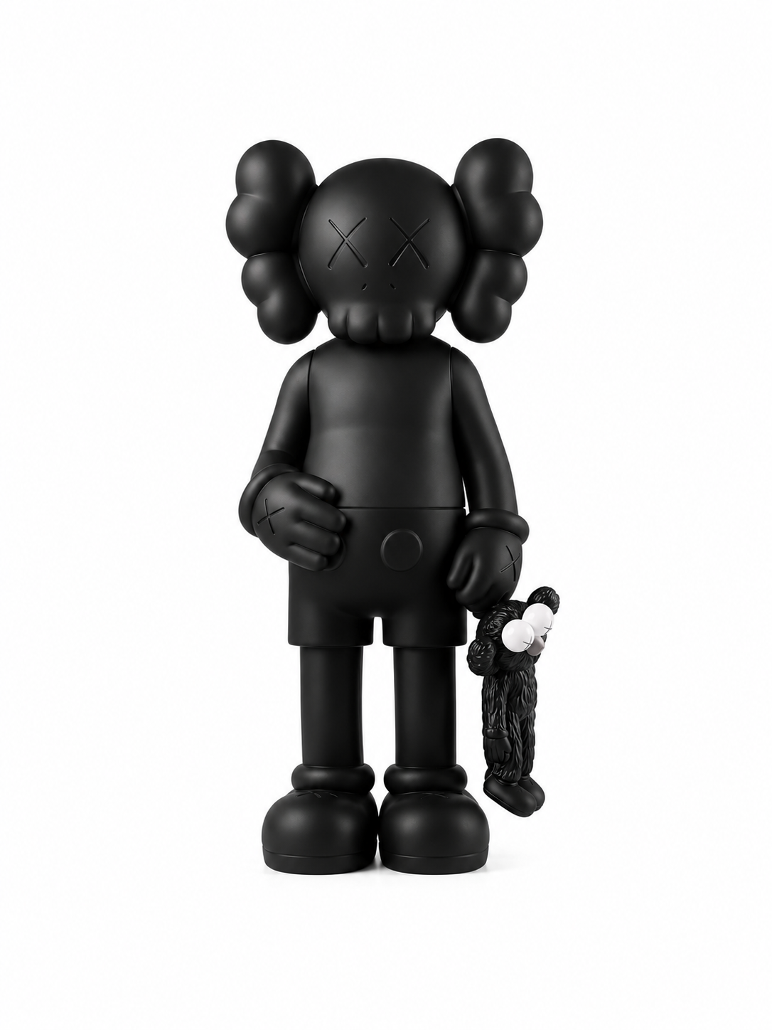 Figurine design de style KAWS avec doudou noir – 30 cm